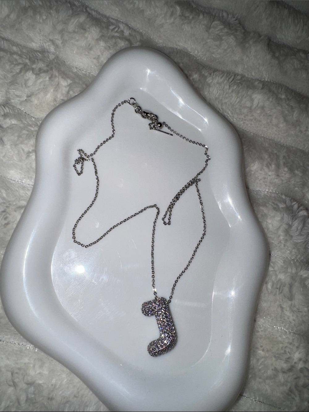 Silver Pave Initial J Necklace - Elegant Women's Jewelry